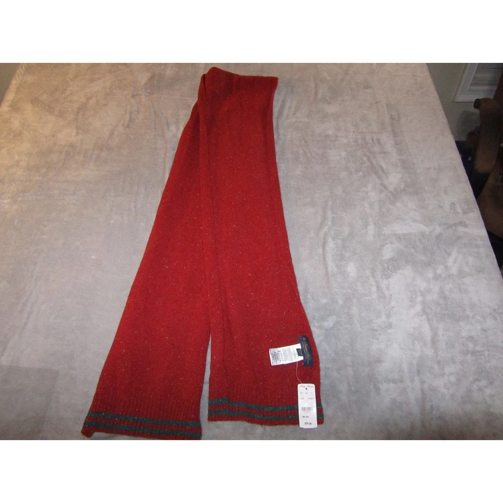 Brooks Brothers Red Lambswool Donegal Fleck Striped Ribbed‎ Scarf NWT 4139